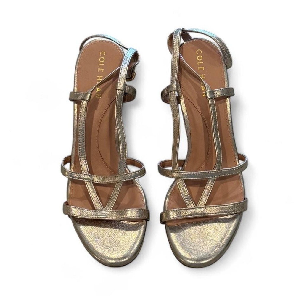 Cole Haan gold metallic strappy heels